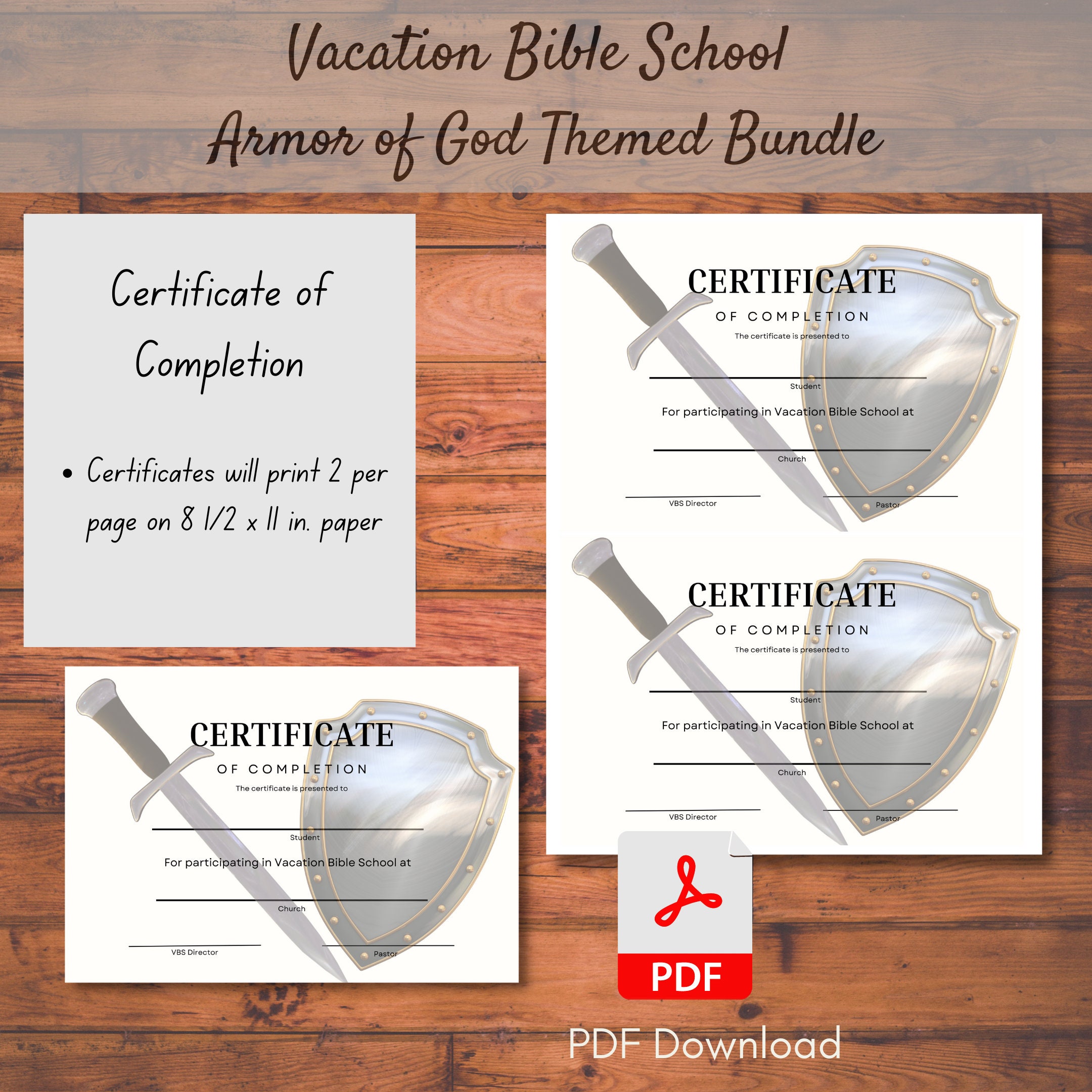 Armor of God VBS Printables Bundle – Invitation, Certificate (digital ...