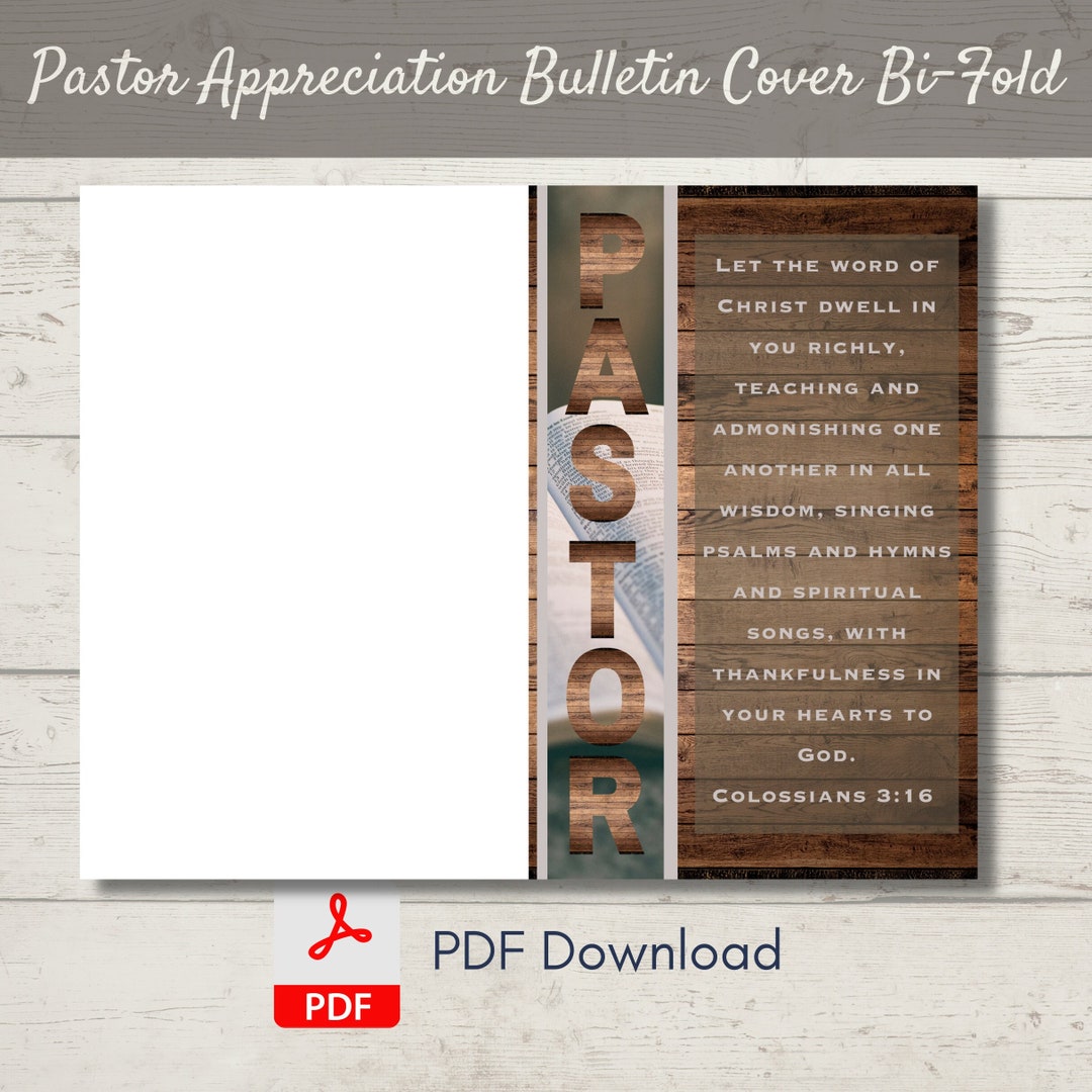 Pastor Appreciation Church Bulletin Cover Bifold Design PDF Pastor Definition Etsy