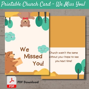 Druckbare We Miss You Karte | Kind Fräulein Sie Karte | Sonntagsschule Kirche Outach Karte | PDF-Datei
