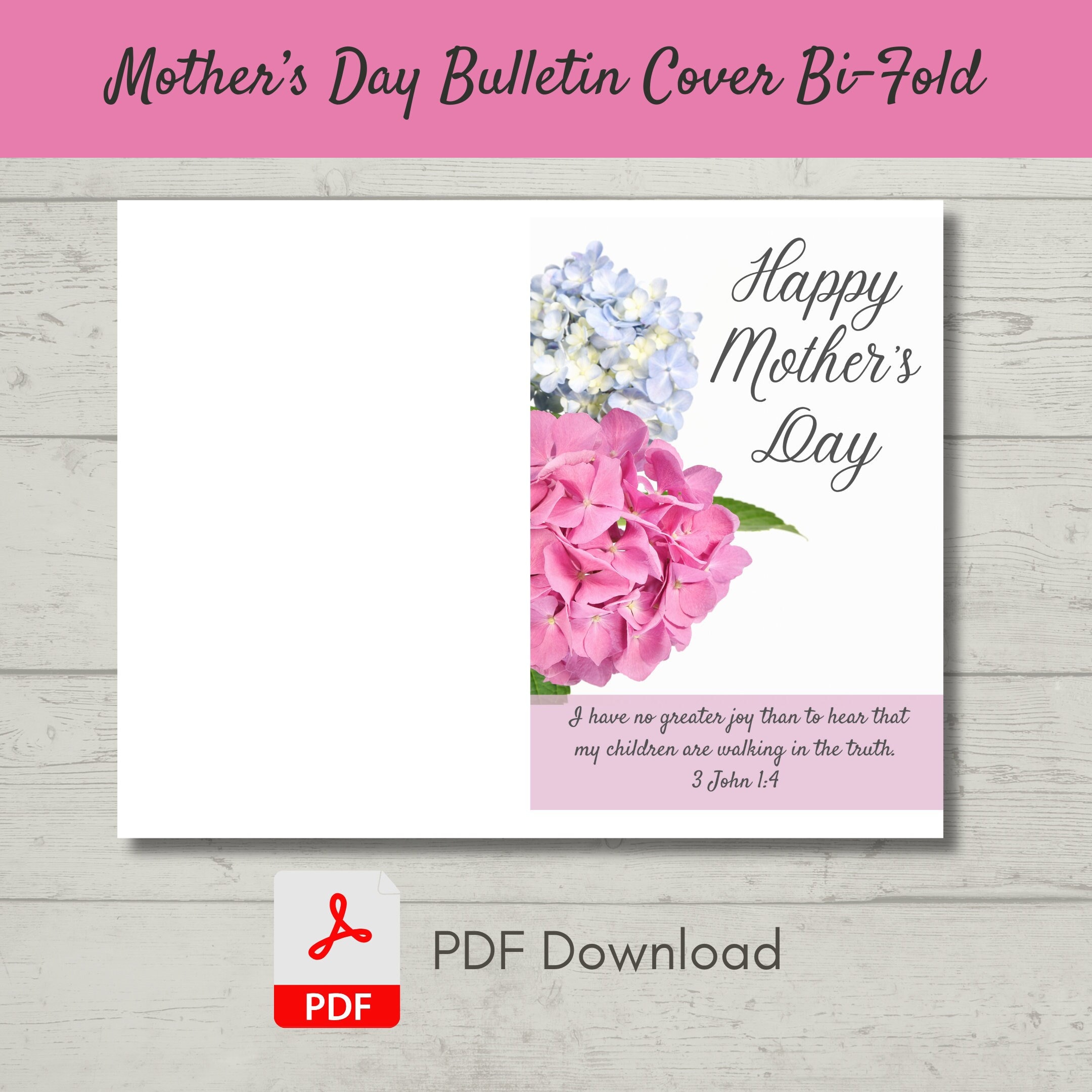 Mother's Day Church Bulletin Cover | Bi-fold Design | PDF - Etsy
