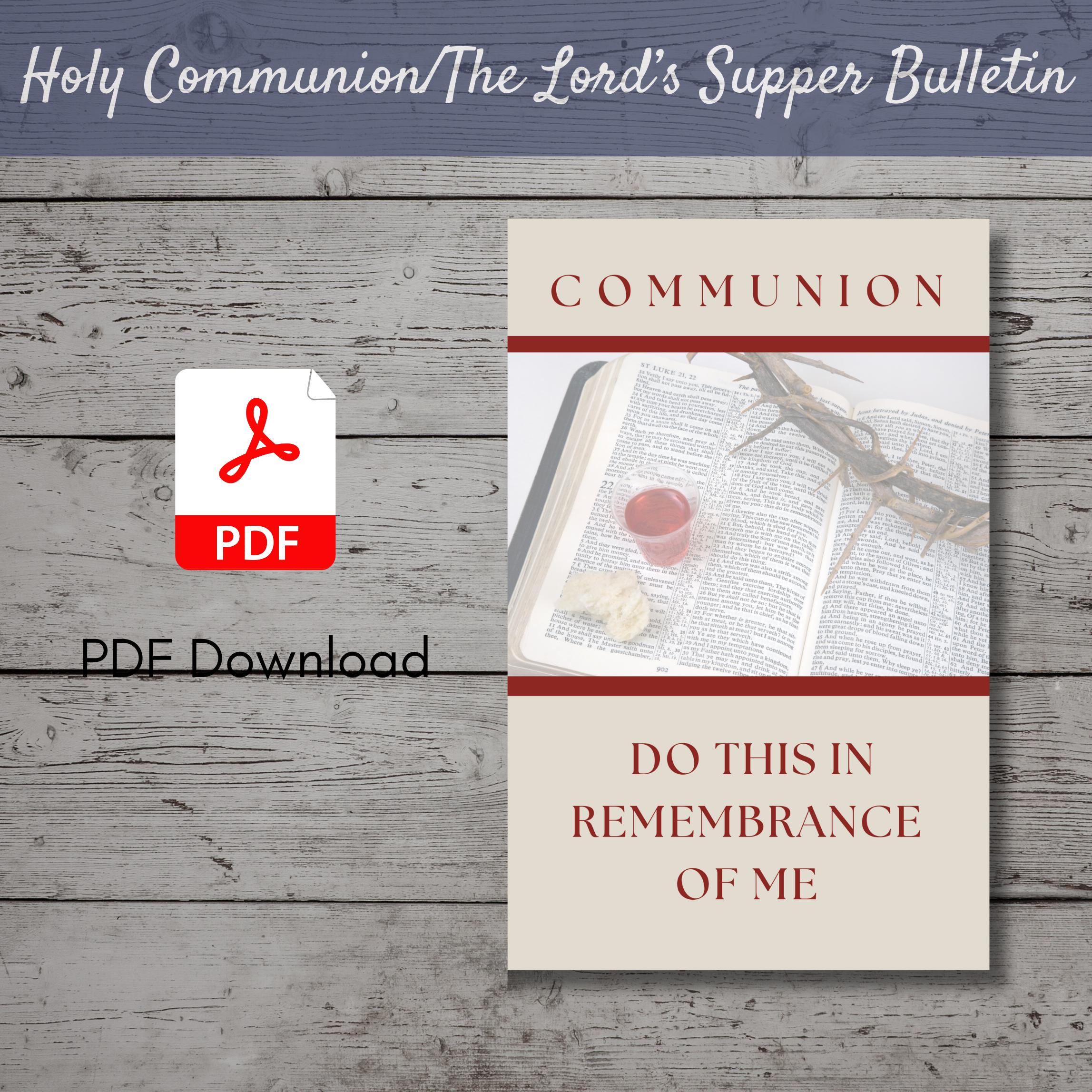 Holy Communion Church Bulletin Cover | Bi-fold Design (PDF) - Etsy