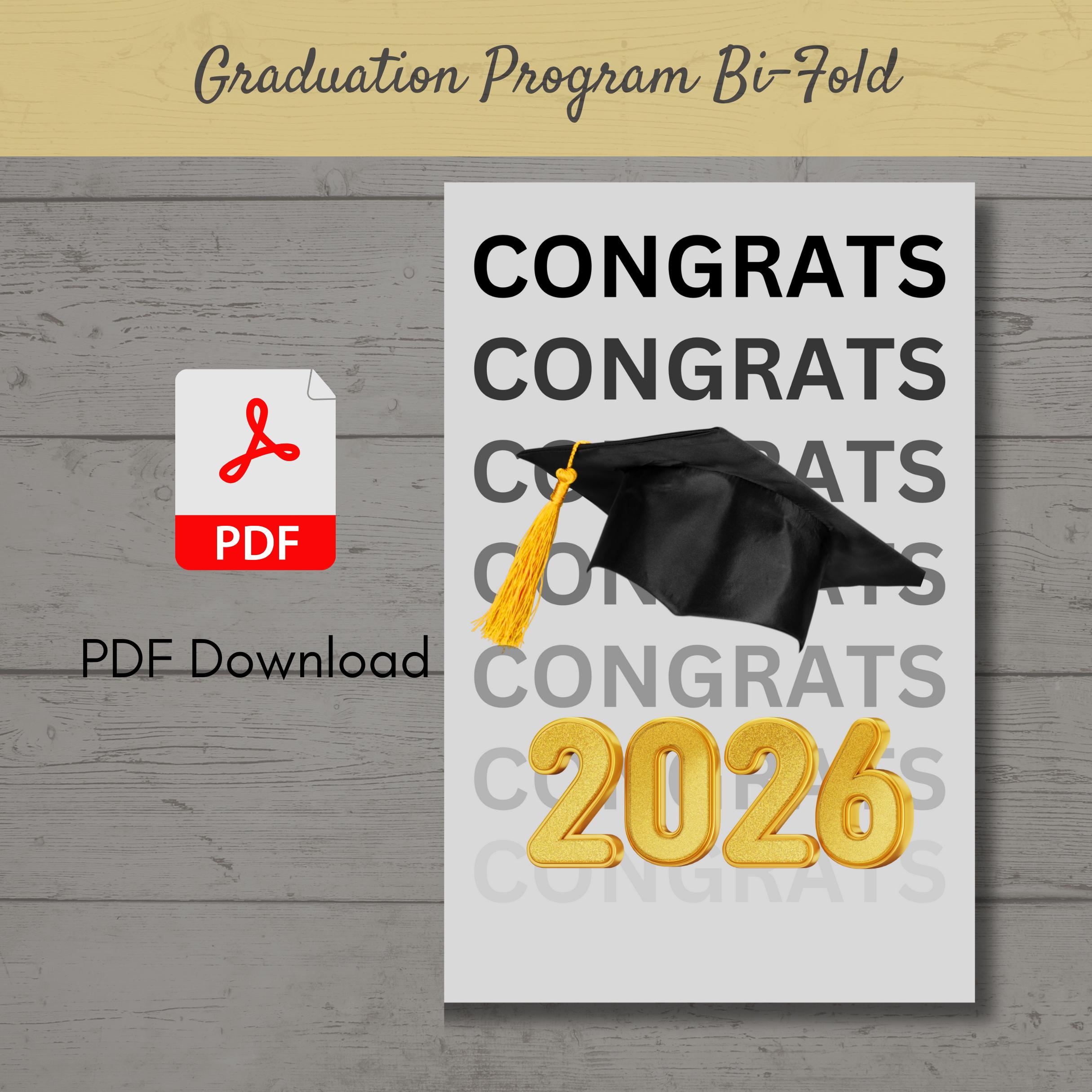 Graduation Program Cover | Bi-fold Design | PDF - Etsy