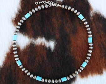 The “Western Feel” - Western Choker - Western Necklace - Faux Navajo Pearl Necklace