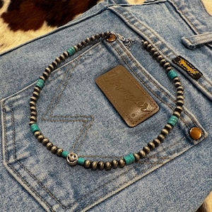 The “Punchy Babe” - Western Choker - Western Necklace - Faux Navajo Pearl Necklace