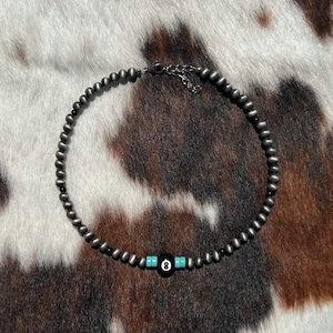 The “8 Ball” - Western Choker - Western Necklace - Faux Navajo Pearl Necklace