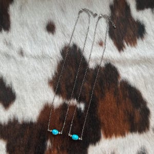 Genuine Sterling Silver Navajo Pearl and Turquoise Bar Necklace - Western Necklace