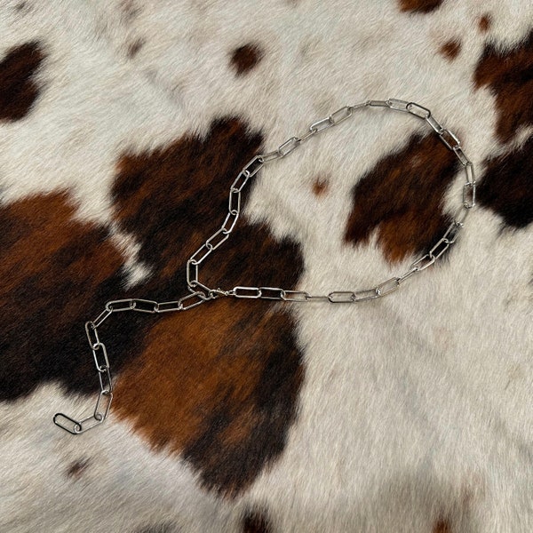 The “Saddle Bronc” Lariat Necklace - Chunky Paperclip Chain Necklace