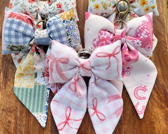 Adorable hand sewed puff bow keychains perfect for any purse or bag!