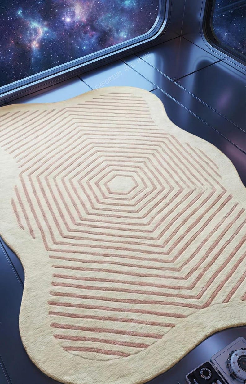 Puddle Rug Shape Hand-tufted Irregular Puddle Shaped Rug - Modern Wavy Design Floor Mat ...