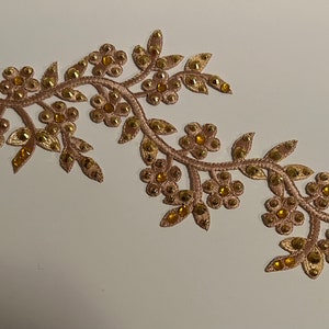 Large gold hand-rhinestoned appliqué for dance costumes