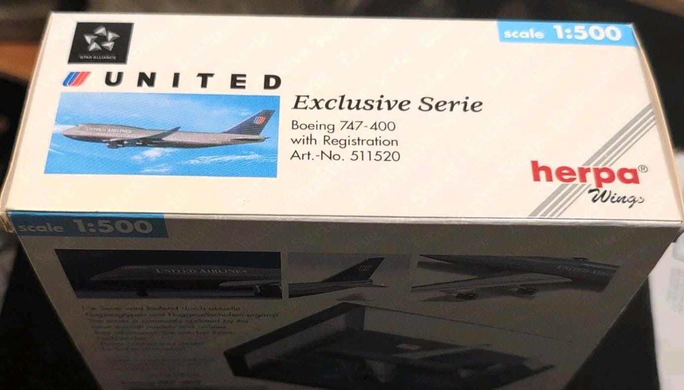 Herpa Exclusive Serie United Airlines Boeing 747 400 - 511520