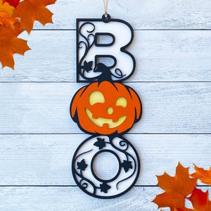 Halloween Wall Art and Decor BOO Fall Pumpkin Halloween Jack O' Lantern