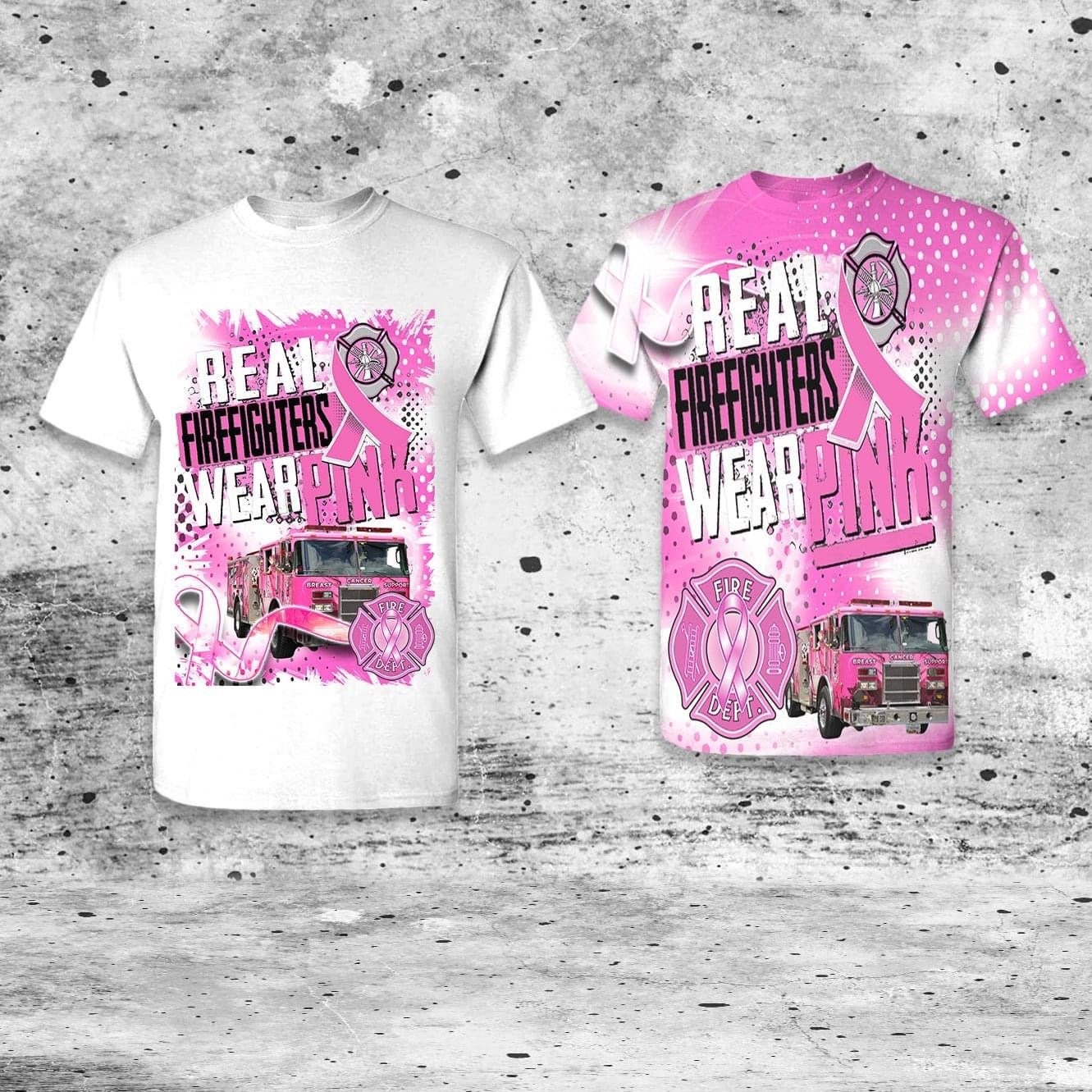 All Over Front Sublimation Firefighters Breast Cancer Shirt