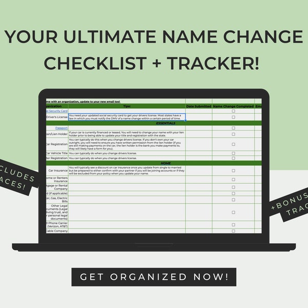 i com books name Newlywed NAME CHANGE Checklist & Tracker | Ultimate List of over 90+ places to change your name after marriage | Digital Download |