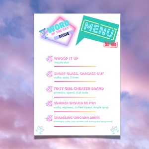Bravo inspirierte WWHL Barkarte | Digitaler Download | Anpassbare druckbare Getränkekarte | Andy Cohen | Junggesellinnenabschied