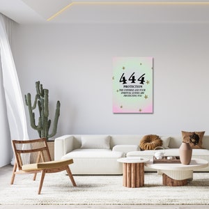 Angel Number 444 Poster Art Print, 444 Alignment Angel Number Poster, Spiritual Energy Poster, Gradient Aura Poster, Minimalism Style Poster
