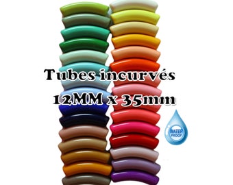 12MM- Cuentas de tubo curvo, hechas de resina brillante de alta calidad, tubos para pulseras acrílicas de colores, cuentas impermeables, bambú