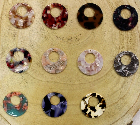 Pendentif Connecteur Rond Avec Onyx Noir Et Calcédoine - DIY Bijoux, Neuf, Fait Main