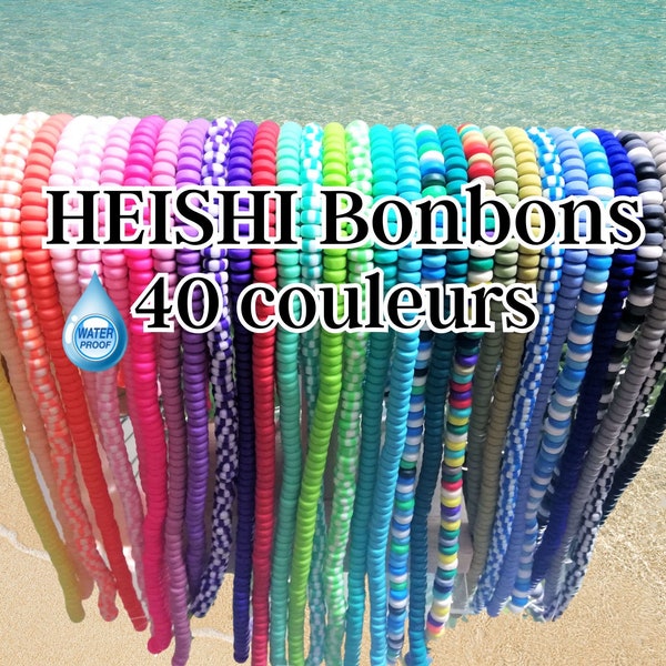 Perles Heishi épaisses, style bonbons, rondelles en pate polymère multicolore x 50pcs pour créations bijoux de sacs, bracelets, colliers...