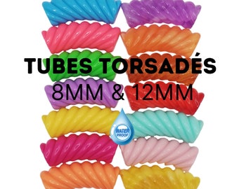 8MM/12MM- Curved TORSADES curved tube beads, high quality resin, acrylic bracelets, waterproof, bangle bracelet