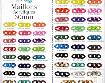30 mm x 10 Stück – mattglänzende Acrylglieder, offen für die Herstellung von Armbändern, Halsketten, Ohrringen, Taschengriffen...