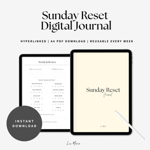 Sunday Reset Digital Journal | Weekly Reflection PDF Download