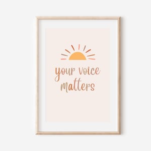 Boho Your Voice Matters Poster, Speech Therapy Printable, SLP Office and Classroom Decor, Speech Room Decor Art, Speech Therapy Room Decor