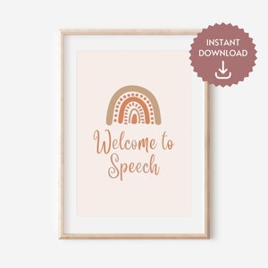 Boho Welcome To Speech Zeichen, Logopädie Raumdekor, Logopädie Poster digitaler Download, SLP Büro und Klassenzimmer Dekor, SLP Poster