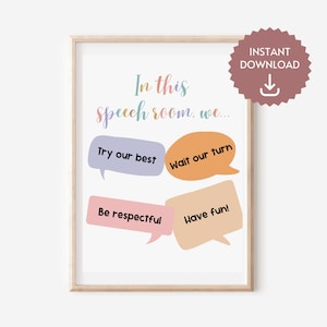 Speech Room Sign Digital Download, Speech Therapy Room Decor, Speech Pathology Poster, Speech Therapy Decor, SLP Office and Classroom Decor