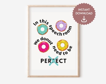 Speech Therapy Donut Poster, In This Speech Room Print, Speech Therapy Room Decor, SLP Classroom and Office Decor, Speech Therapy Wall Art,