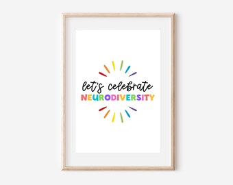 Celebrate Neurodiversity Poster, Speech Therapy Poster, We All Think Differently, Neurodiversity Room Wall Art, Inclusive Digital Print