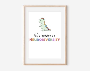 Neurodiversity Art Printable, Let's Embrace Neurodiversity, Inclusive Art Poster, Speech Therapy Poster, SLP Classroom and Office Decor