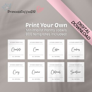 800 Pantry Labels | Print Your Own Label | Printable Kitchen Organization Labels | Modern Minimalist Template | DESIGN 2