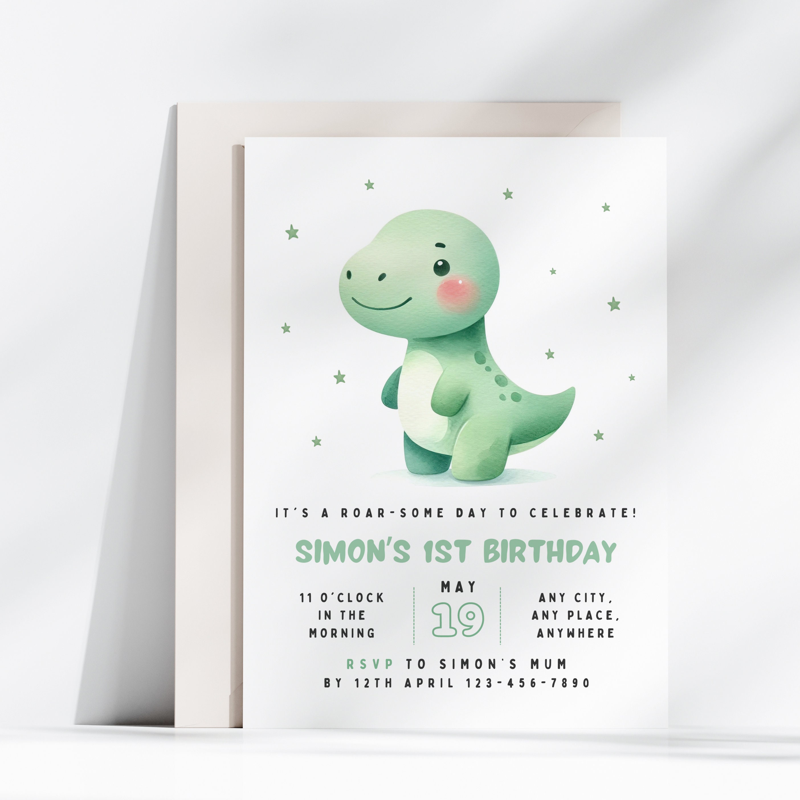 Dino 1st Birthday Invitation: Editable Template (digital Download) - Etsy
