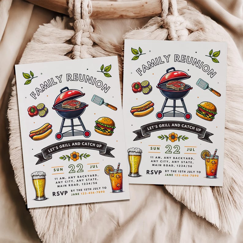 Family Reunion BBQ Invitation: Editable Picnic Party Invite (Digital)