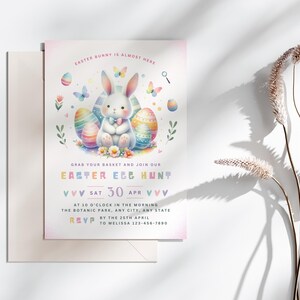 Egg Hunt Invitation Easter Bunny Invite | Egg Hunt Party Printable Invitation Editable Template | Instant Download
