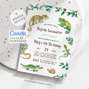Reptile Snake Birthday Party Invitation: Editable Digital Download