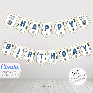 Pancarta para fiesta policial Kit de aplicación de la ley Pancarta editable Imprimible Decoración policial Kit de descarga instantánea con temática policial