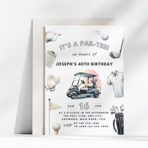 Golf 40Th Birthday 30Th 40Th 50Th 60Th Birthday Invites For Men Golf Party Invite Printable Invitation Template Instant Download