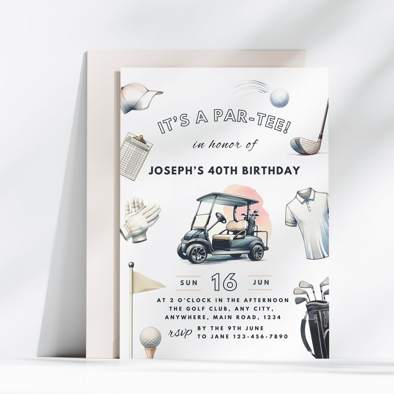 Golf 40Th Birthday 30Th 40Th 50Th 60Th Birthday Invites For Men Golf Party Invite Printable Invitation Template Instant Download