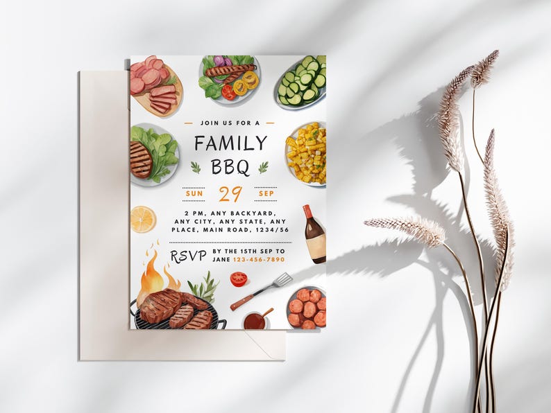 Family Bbq Invite Family Cookout Invitation Editable Template Summer Picnic Invite Printable Invitation