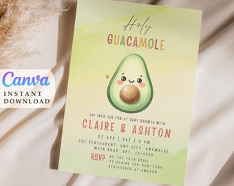 Uitnodiging heilige guacamole babyshower: avocadofiesta (afdrukbare sjabloon)