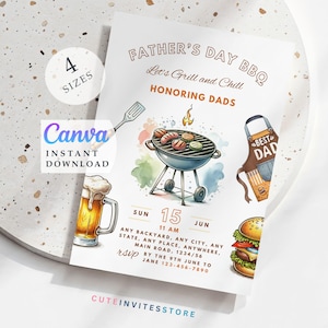 Fathers Day Invite, Editable Template, Digital Barbecue Invitation