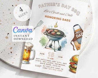 Father's Day BBQ Invitation: Editable Grill & Chill Template (Digital Download)