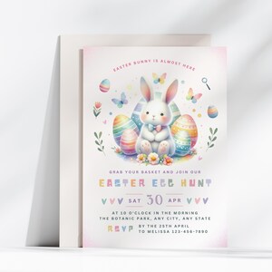 Egg Hunt Invitation Easter Bunny Invite | Egg Hunt Party Printable Invitation Editable Template | Instant Download