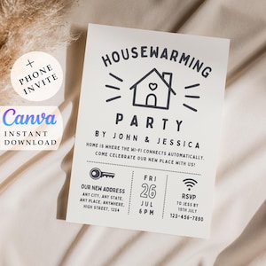 Grappige housewarming uitnodiging bewerkbare uitnodiging sjabloon housewarming digitale uitnodiging nieuwe Home Sweet Home uitnodiging direct downloaden