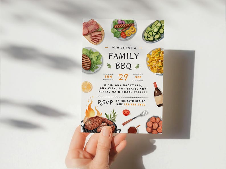 Family Bbq Invite Family Cookout Invitation Editable Template Summer Picnic Invite Printable Invitation