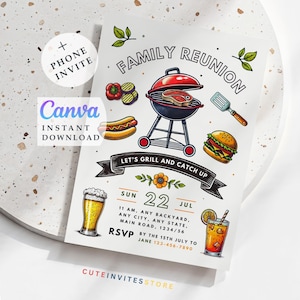 Family Reunion BBQ Invitation: Editable Picnic Party Invite (Digital)