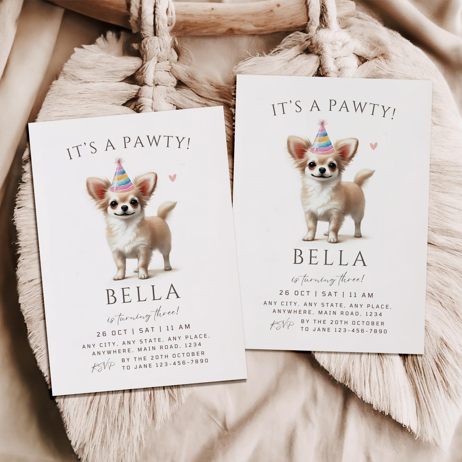 Chihuahua Birthday Dog Party Invitation Puppy Party Invite Printable ...