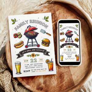 Reunion Invitation Family Gathering Bbq Party Invite Summer Picnic Digital Invite Backyard Party Editable Invitation Template